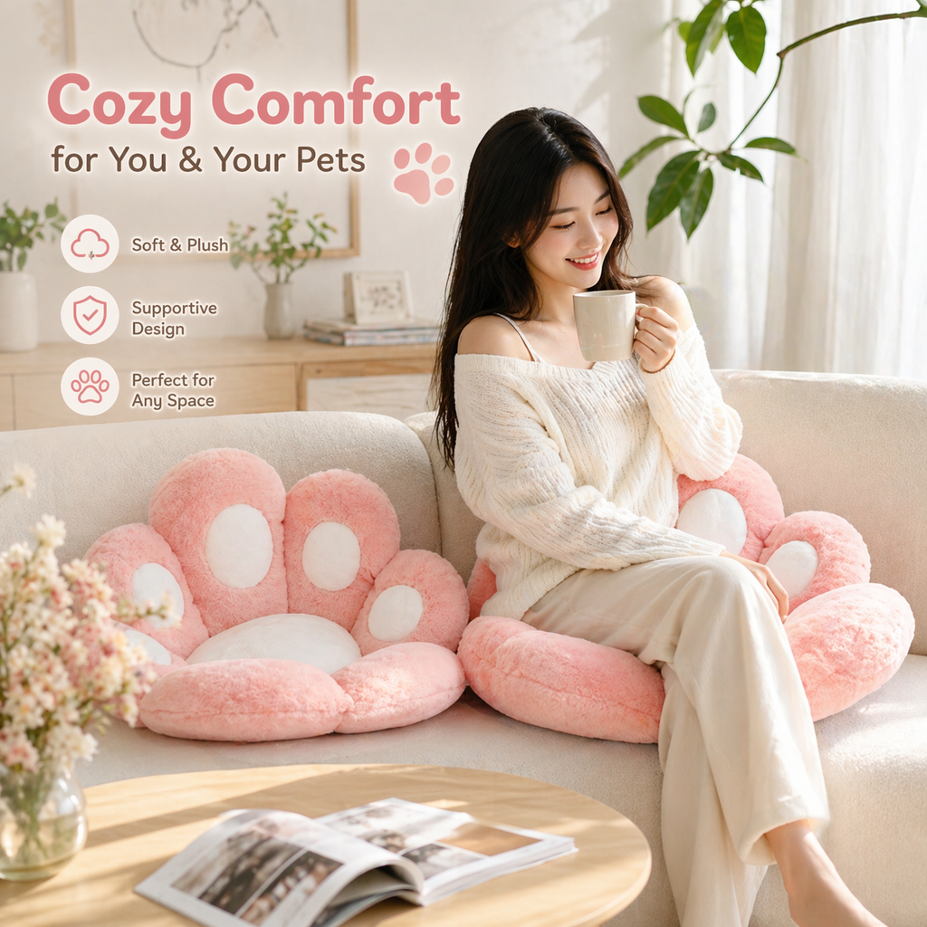 Cozy Paw Seat Cushion – Cat Paw Plush Chair & Floor Pad