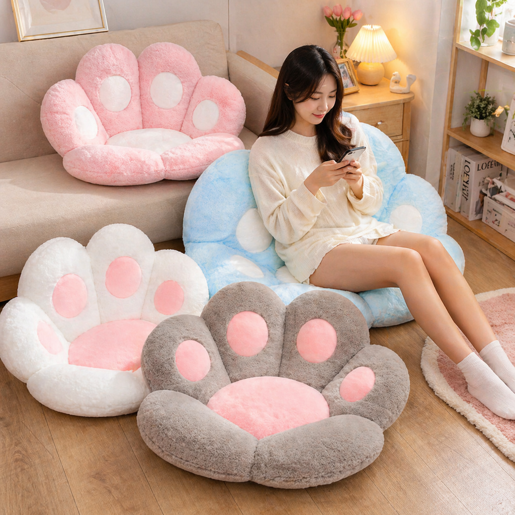 Cozy Paw Seat Cushion – Cat Paw Plush Chair & Floor Pad