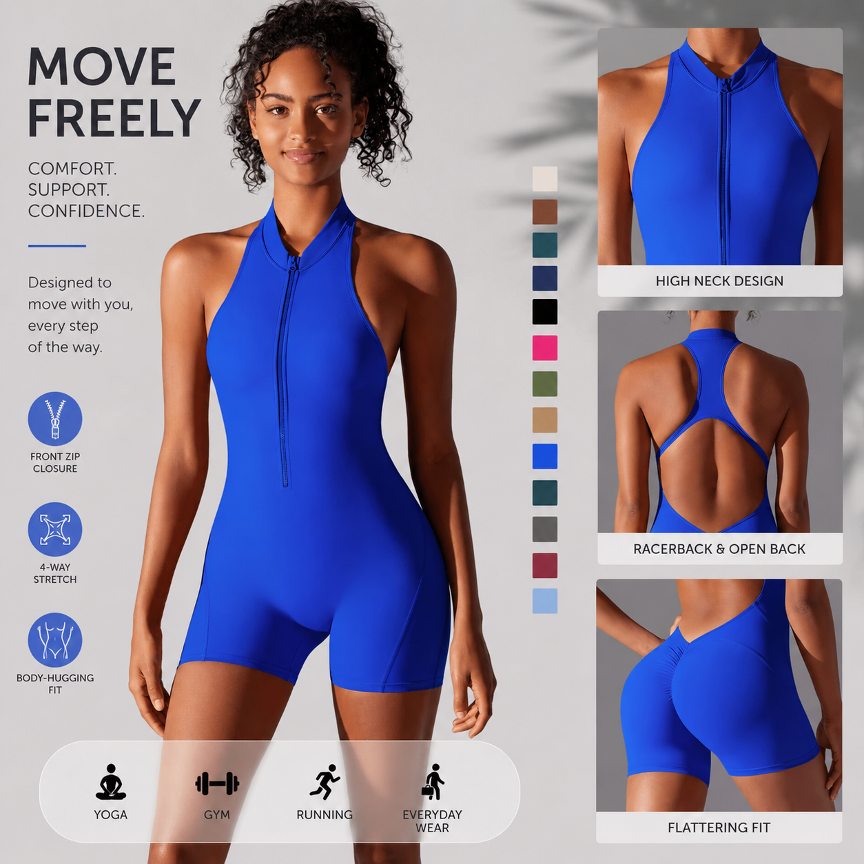 ContourZip Backless Yoga Romper