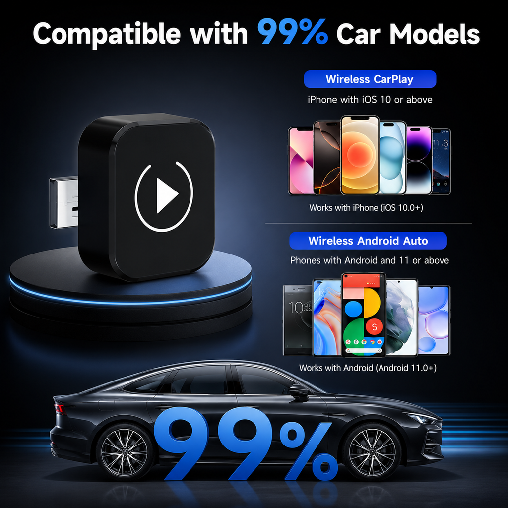 Wireless CarPlay & Android Auto Adapter – Instant Plug & Play