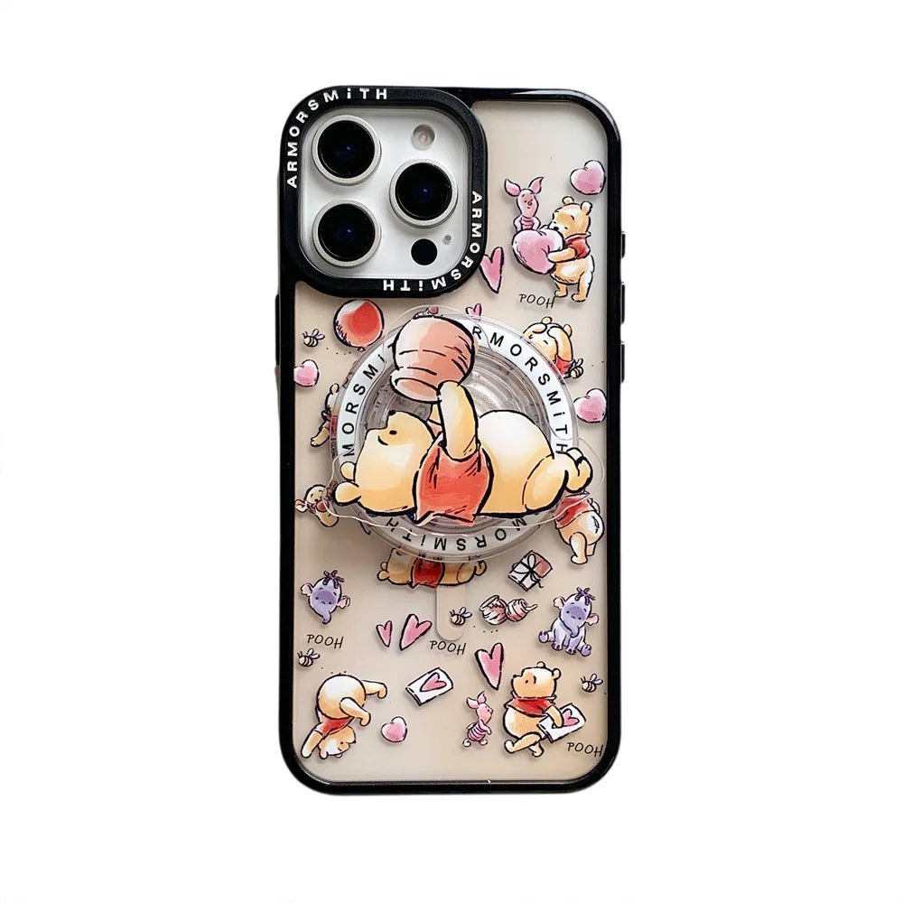 Cute Bear MagSafe Case – Magnetic Stand & Grip Holder