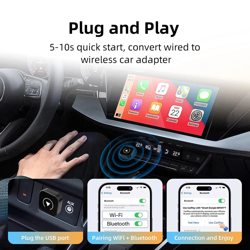 Wireless CarPlay & Android Auto Adapter – Instant Plug & Play
